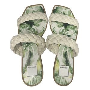 Dolce Vita Indy Off White Stella Slip-on Open Square Toe‎ Woven Straps Sandals
